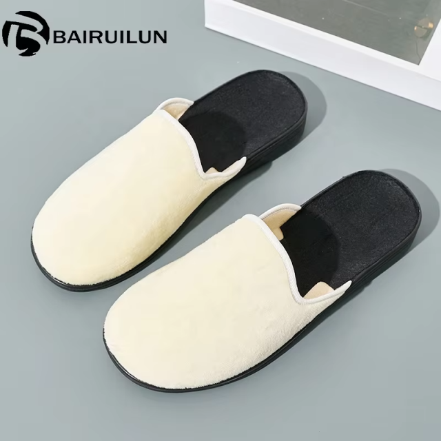 Bulk Customizable Cozy Felt Soft Felt Slippers for Men Comfy Indoor Footwear Wholesale Non-Slip Closed Toe Room Shoes