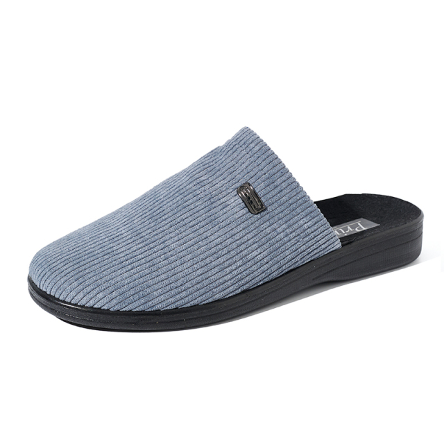 Autumn and Winter Men's Home Plush Fur Furry Slippers Soft House Slippers Winter Warm Corduroy Slippers for Men