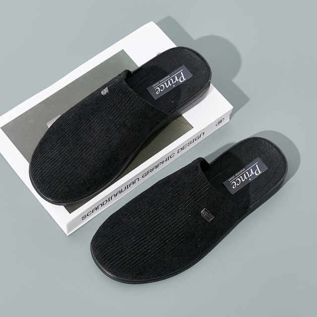 Autumn and Winter Men's Home Plush Fur Furry Slippers Soft House Slippers Winter Warm Corduroy Slippers for Men