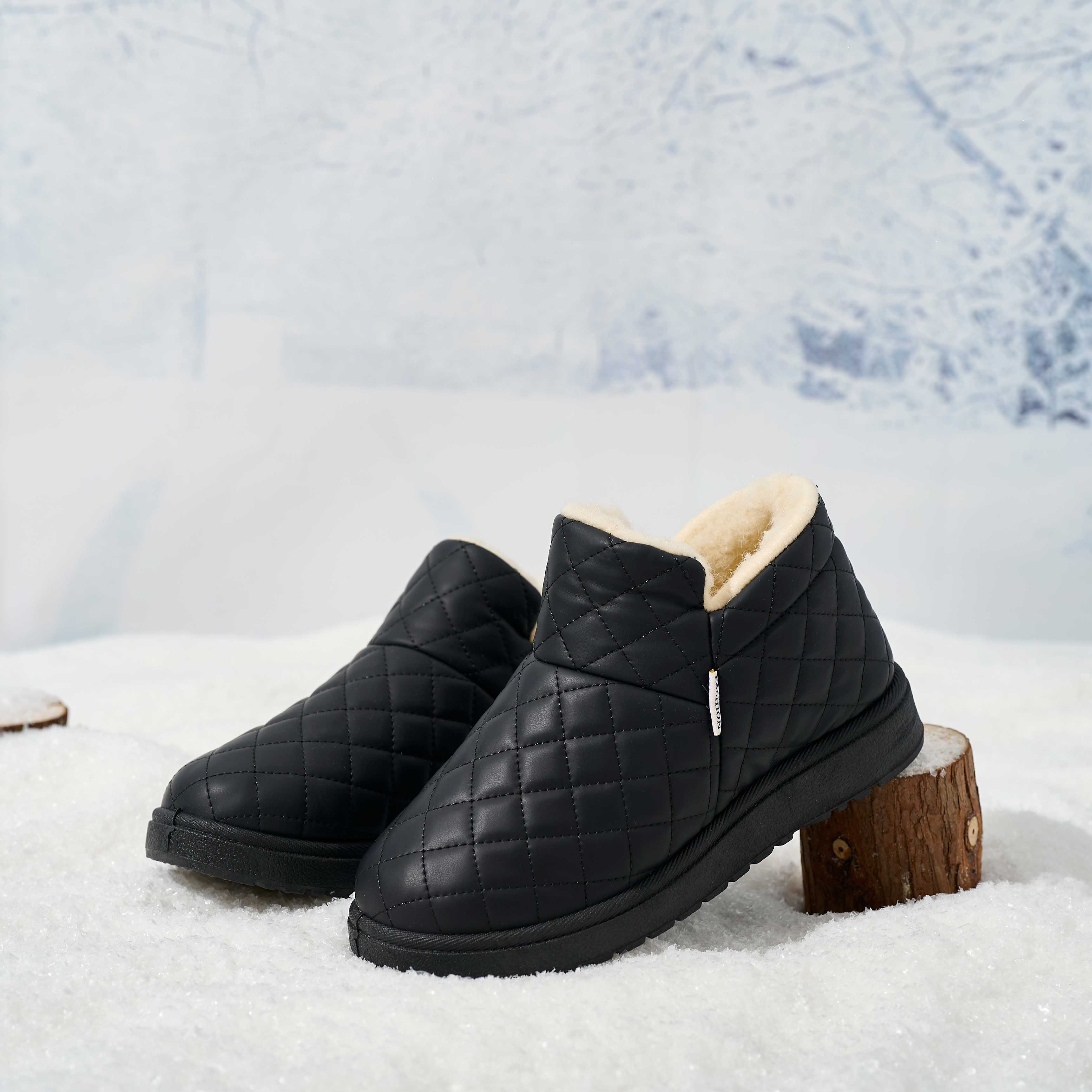 BAIRUILUN Women's Waterproof Snow Boots Winter Fleece-Lined Anti-Slip Short Booties Thermal Winter Boots with Flat Sole