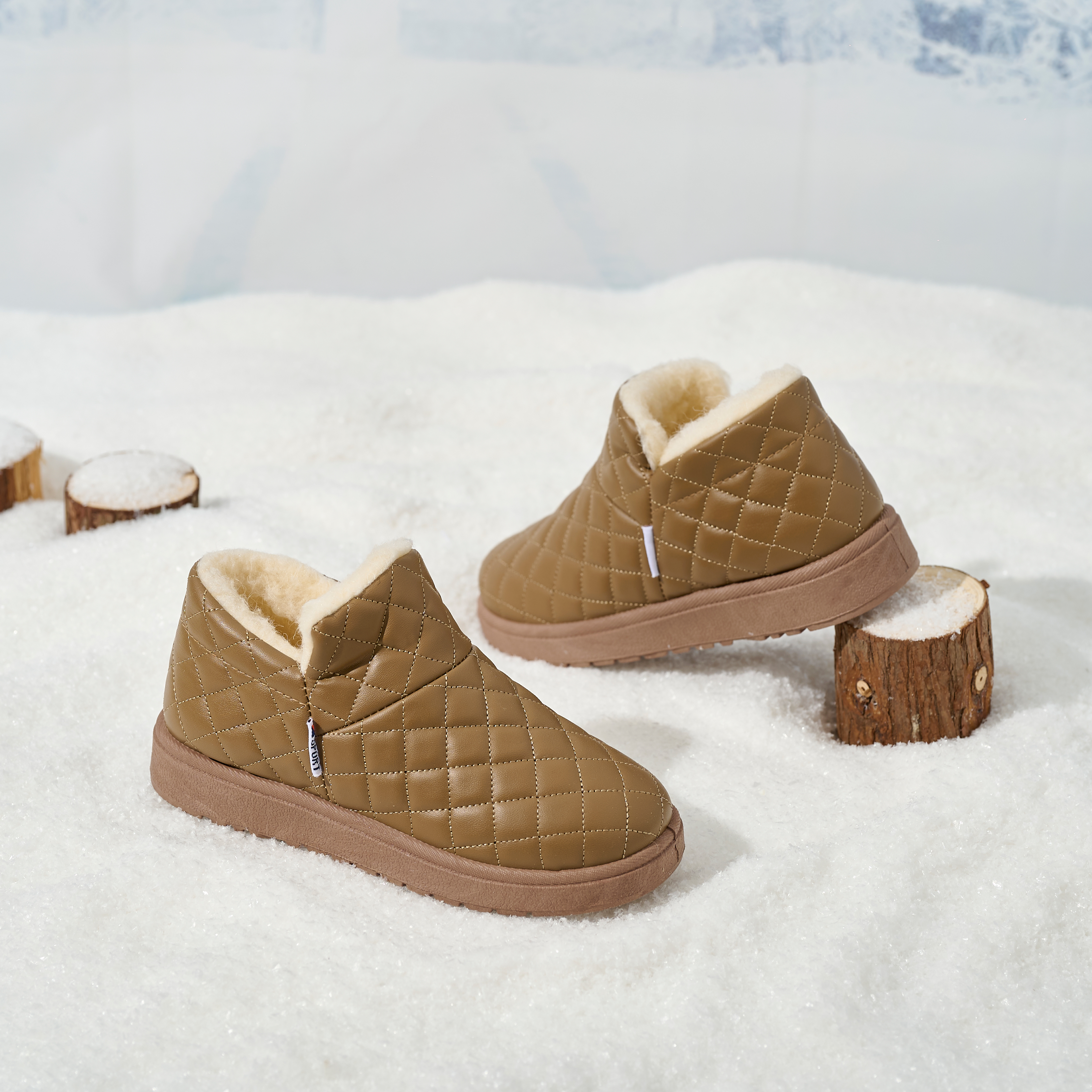 BAIRUILUN Women's Waterproof Snow Boots Winter Fleece-Lined Anti-Slip Short Booties Thermal Winter Boots with Flat Sole
