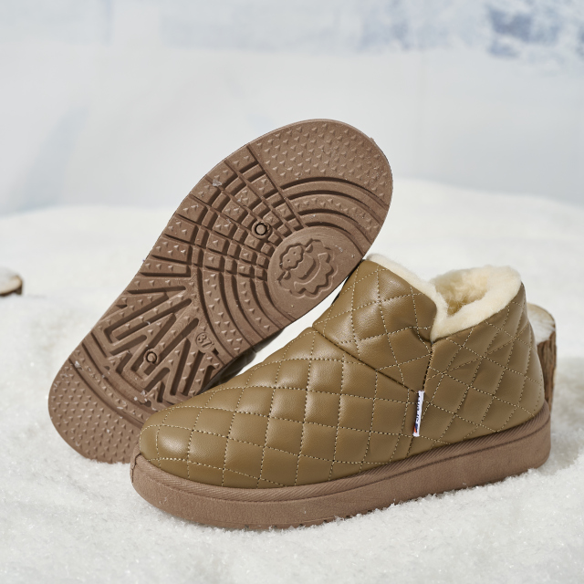 BAIRUILUN Women's Waterproof Snow Boots Winter Fleece-Lined Anti-Slip Short Booties Thermal Winter Boots with Flat Sole
