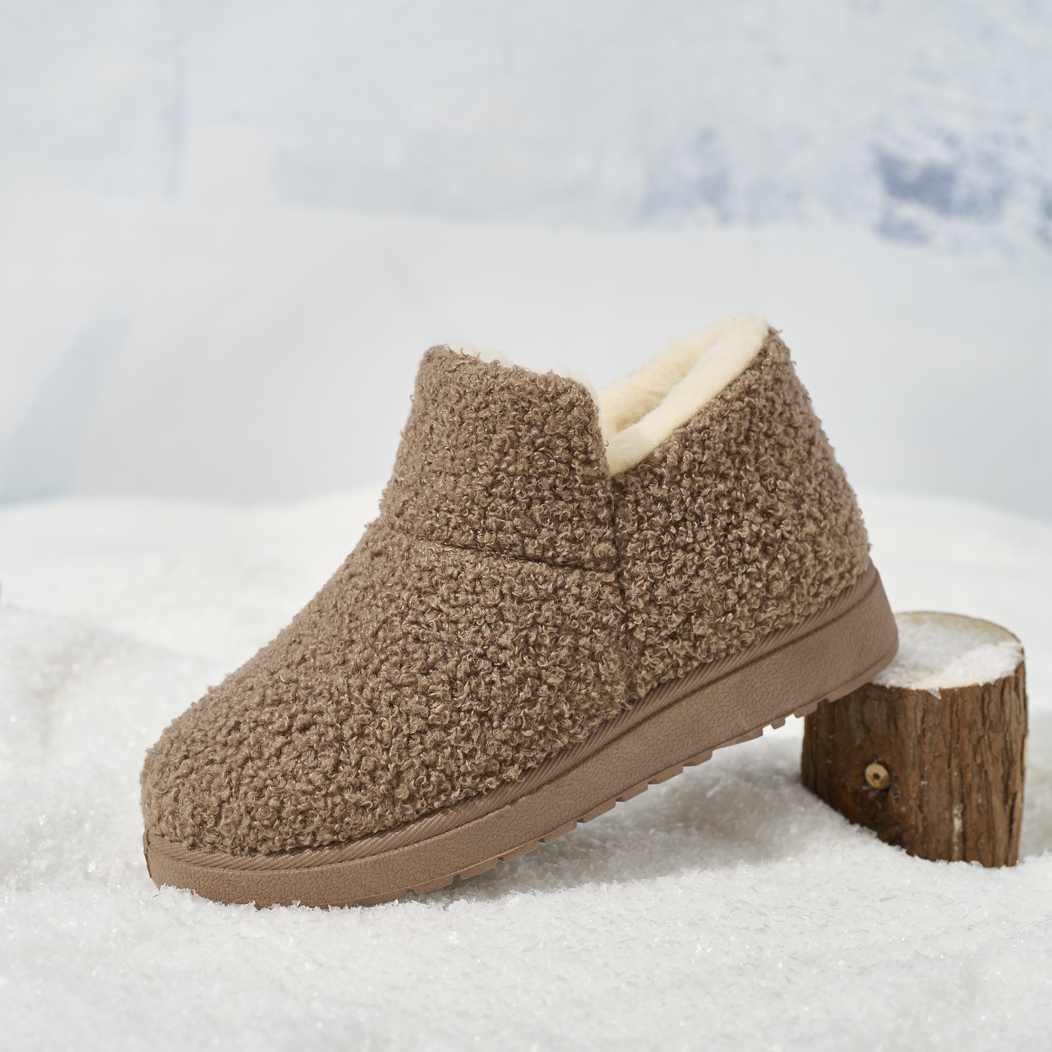 Wholesale Women's Warm Knit Bootie Slippers Memory Foam Comfy Suede Fluffy Faux Fur Memory Foam Boots Winter Outdoor Shoes