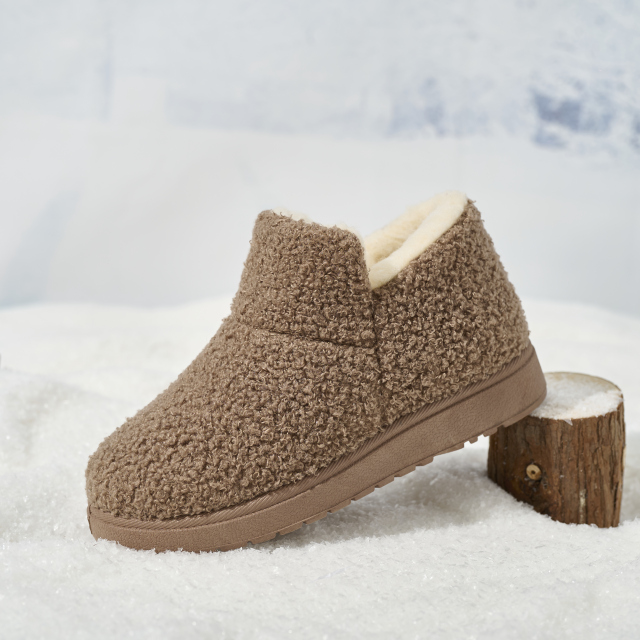 Wholesale Women's Warm Knit Bootie Slippers Memory Foam Comfy Suede Fluffy Faux Fur Memory Foam Boots Winter Outdoor Shoes