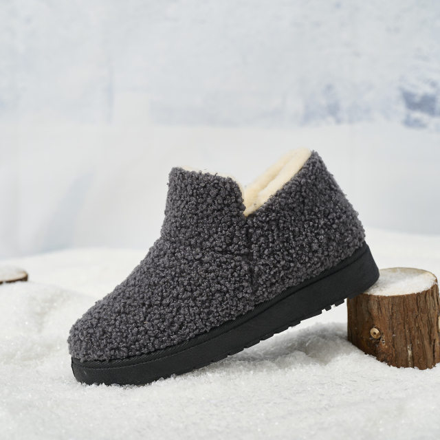 Wholesale Women's Warm Knit Bootie Slippers Memory Foam Comfy Suede Fluffy Faux Fur Memory Foam Boots Winter Outdoor Shoes