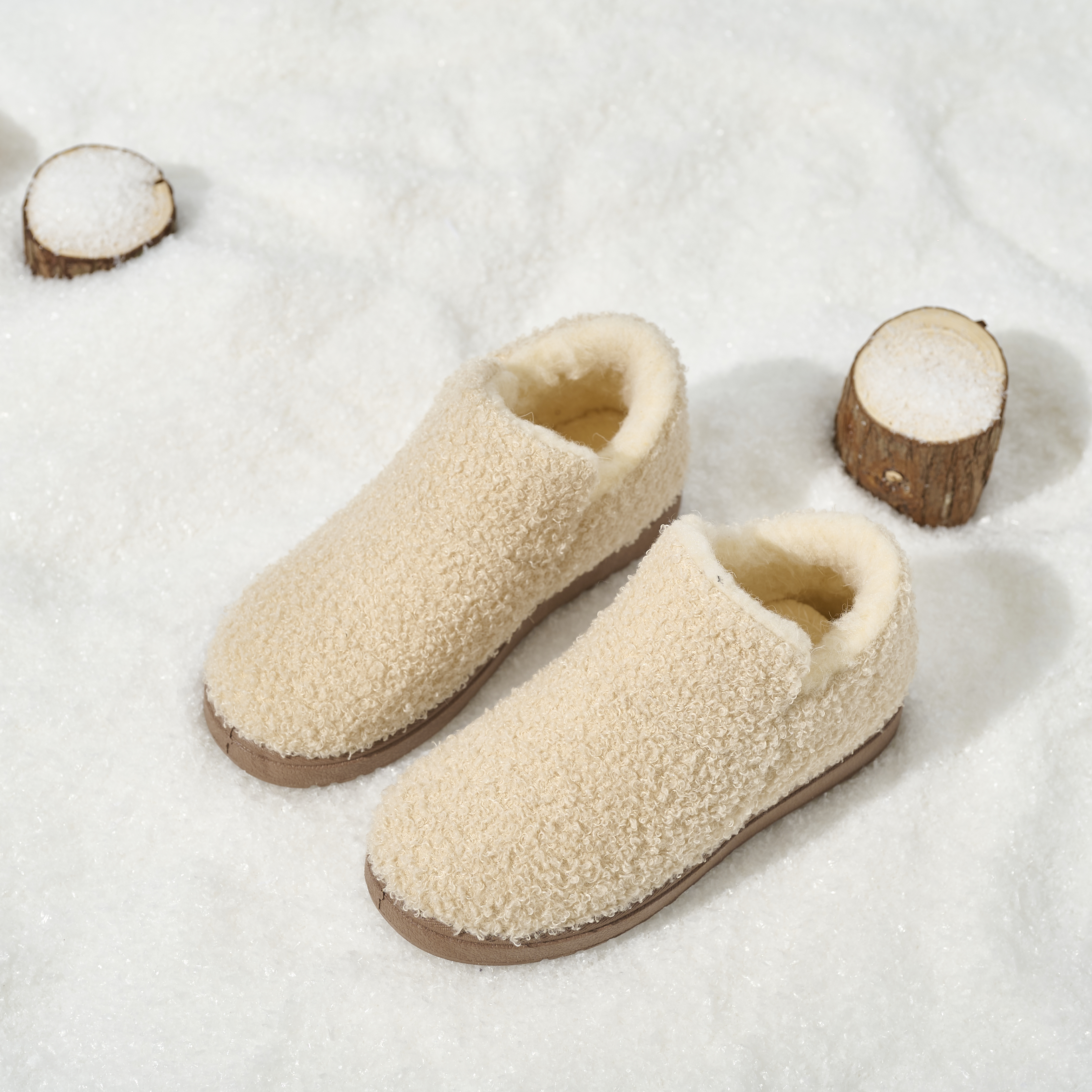 Wholesale Women's Warm Knit Bootie Slippers Memory Foam Comfy Suede Fluffy Faux Fur Memory Foam Boots Winter Outdoor Shoes