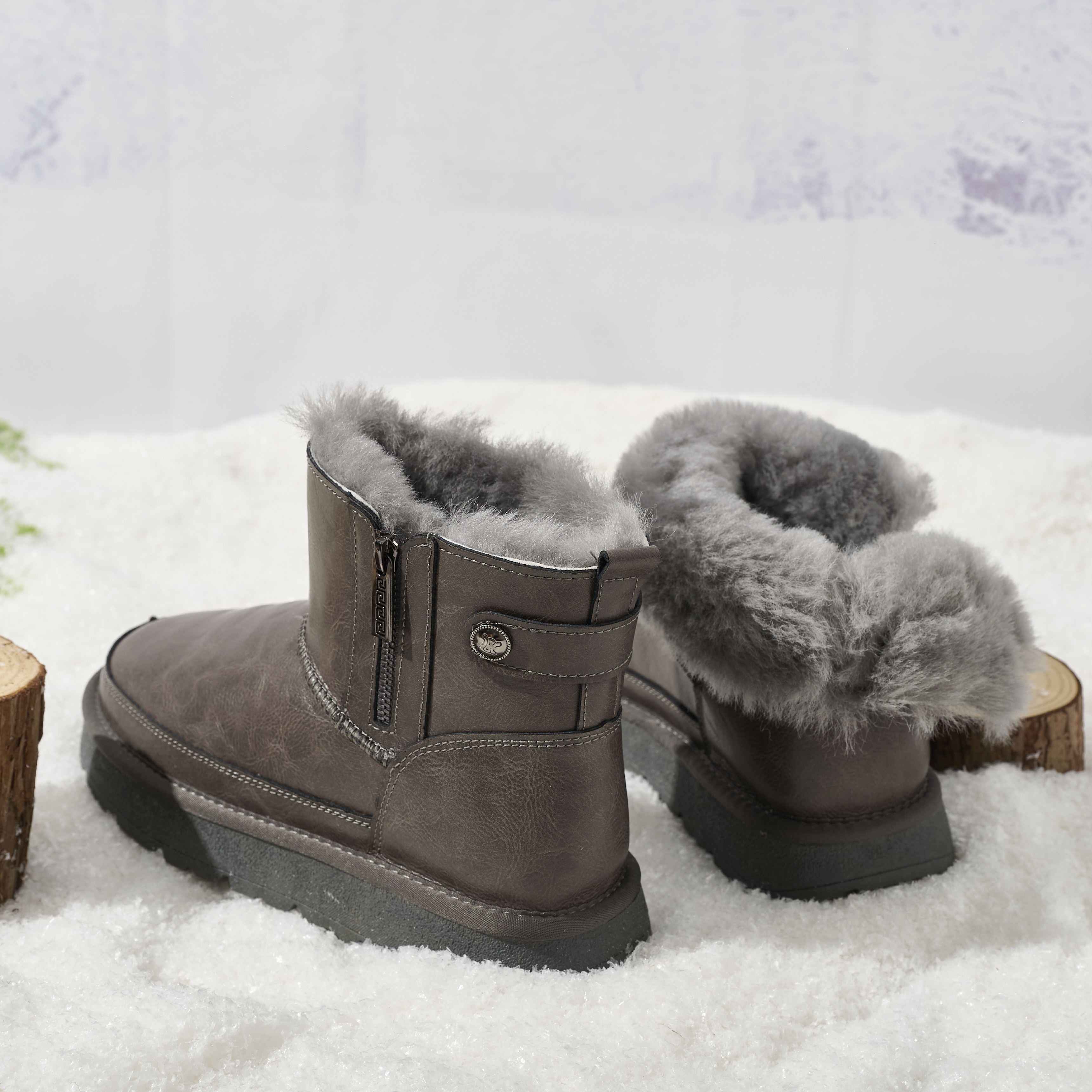 Winter Proof Men's Insulated Snow Boots Bulk Order Thermal Fleece Lined Mid-Calf Design Winter Boots with Metal Buckle Details