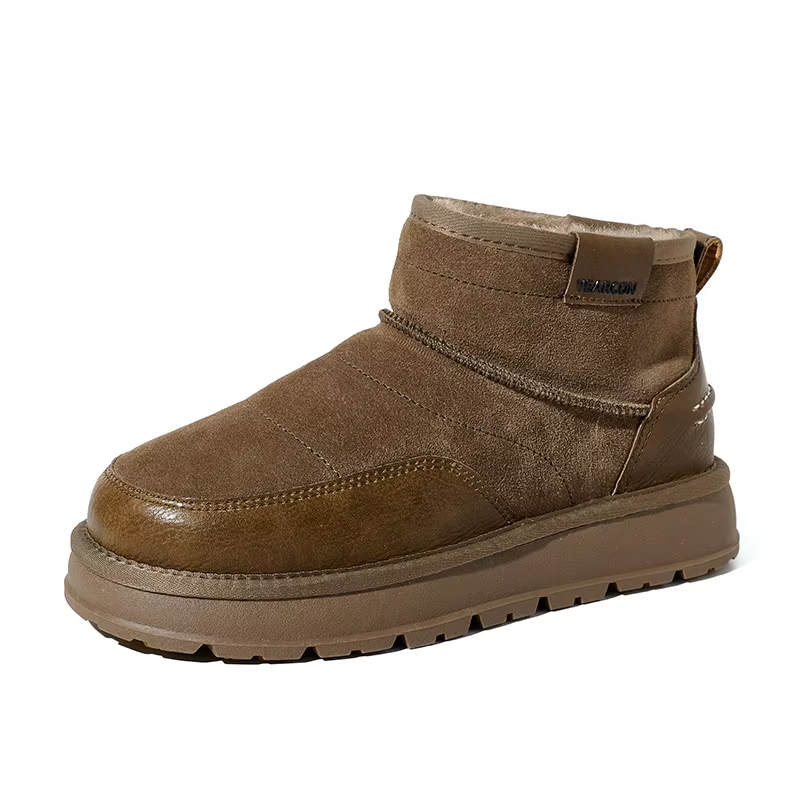 Wholesale Men's Shearling Snow Boots Size 39-45 Waterproof Winter Boots with Memory Foam Insoles Trendy Comfort Ankle Boots