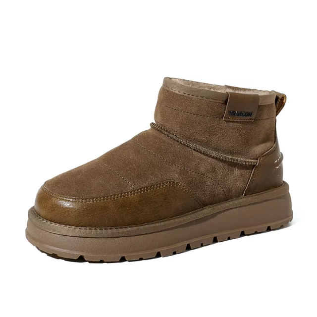 Wholesale Men's Shearling Snow Boots Size 39-45 Waterproof Winter Boots with Memory Foam Insoles Trendy Comfort Ankle Boots