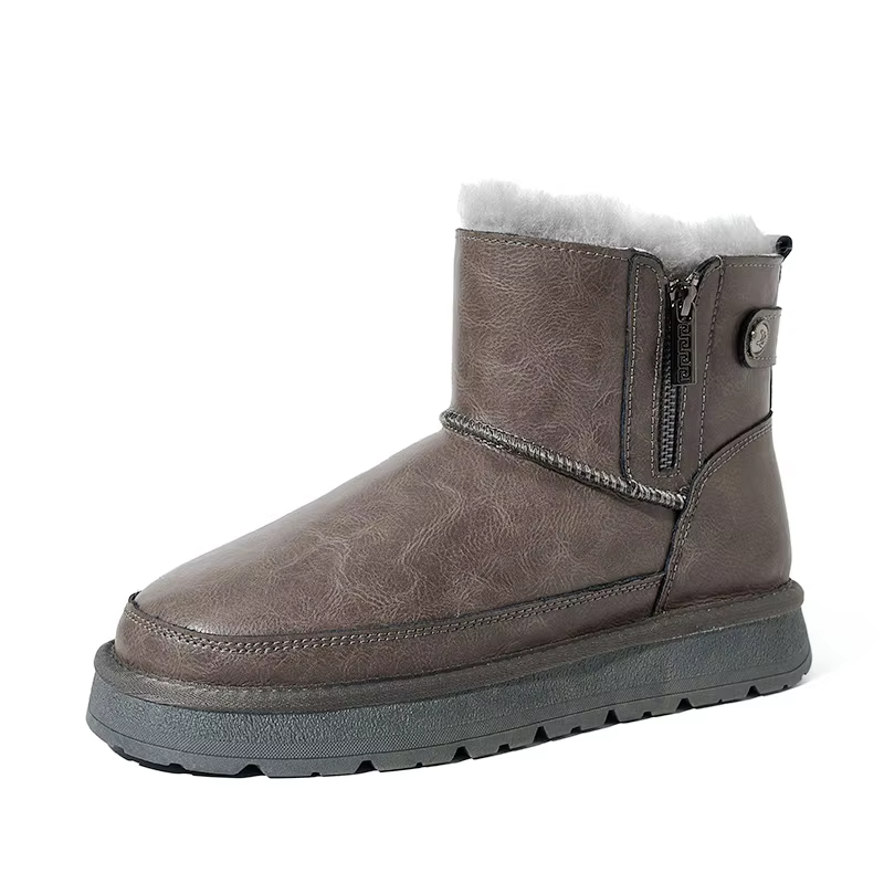 Winter Proof Men's Insulated Snow Boots Bulk Order Thermal Fleece Lined Mid-Calf Design Winter Boots with Metal Buckle Details