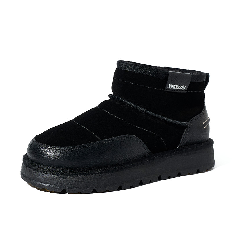 Wholesale Men's Shearling Snow Boots Size 39-45 Waterproof Winter Boots with Memory Foam Insoles Trendy Comfort Ankle Boots