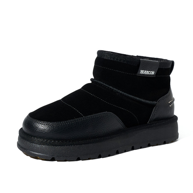 Wholesale Men's Shearling Snow Boots Size 39-45 Waterproof Winter Boots with Memory Foam Insoles Trendy Comfort Ankle Boots