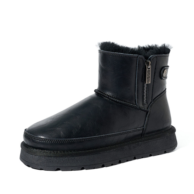 Winter Proof Men's Insulated Snow Boots Bulk Order Thermal Fleece Lined Mid-Calf Design Winter Boots with Metal Buckle Details