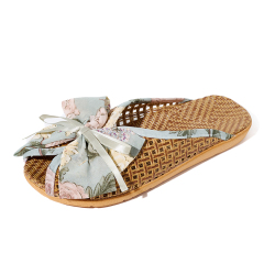 Breathable Women's Linen Slippers Bow Decor Espadrille Style Korean Home Slippers Wholesale Non-Slip Summer House Shoes