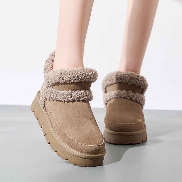 Wholesale Original Platform Snow Boots Genuine Leather & Shearling Winter Boots for Women Memory Foam Winter Women Shoes