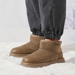 Wholesale Men's Shearling Snow Boots Size 39-45 Waterproof Winter Boots with Memory Foam Insoles Trendy Comfort Ankle Boots