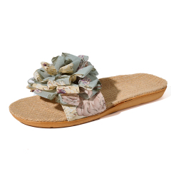 Wholesale Summer Sandals Women's Fashion Beach Slippers Comfortable Sweat Absorbing Bowknot Linen Slippers