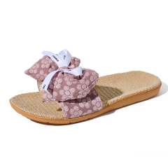 Custom Summer Women's Fashion Beach Lace Bow Slippers Comfortable Lightweight Bowknot Linen Slippers