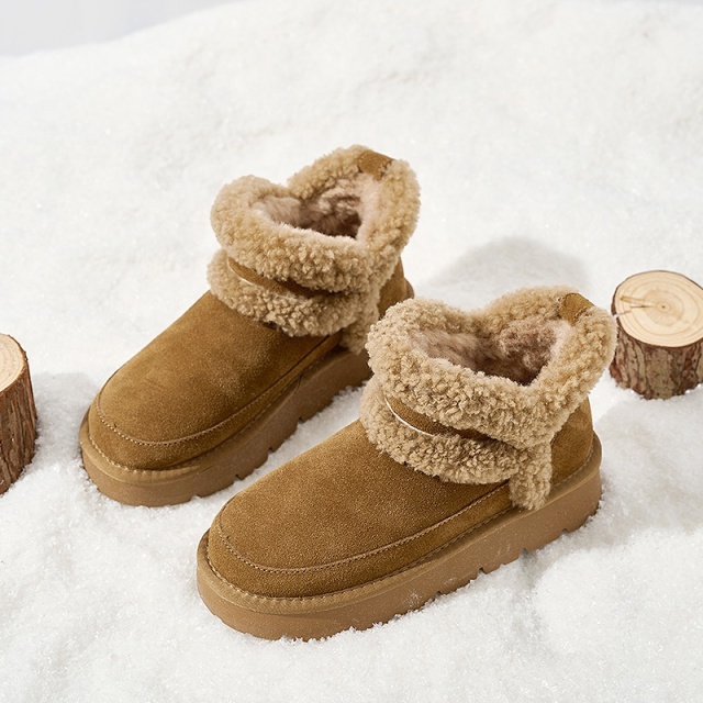 Wholesale Original Platform Snow Boots Genuine Leather & Shearling Winter Boots for Women Memory Foam Winter Women Shoes