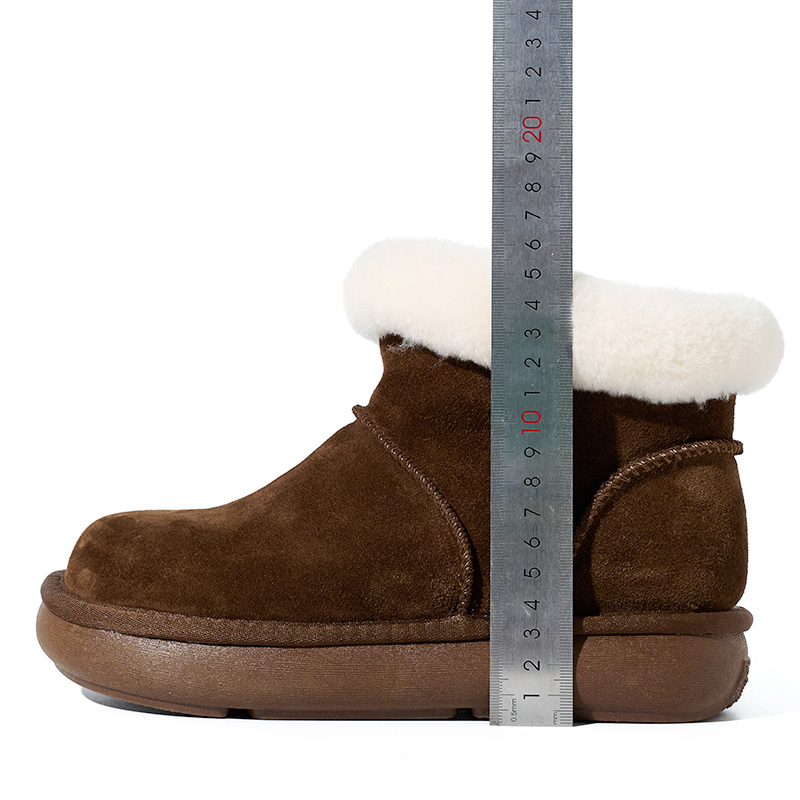 Wholesale Genuine Leather Women's Slip-On Snow Ankle Boots - Warm Faux Fur Collar & Comfortable Winter Boots for Women