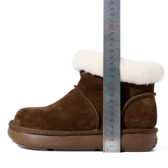 Wholesale Genuine Leather Women's Slip-On Snow Ankle Boots - Warm Faux Fur Collar & Comfortable Winter Boots for Women