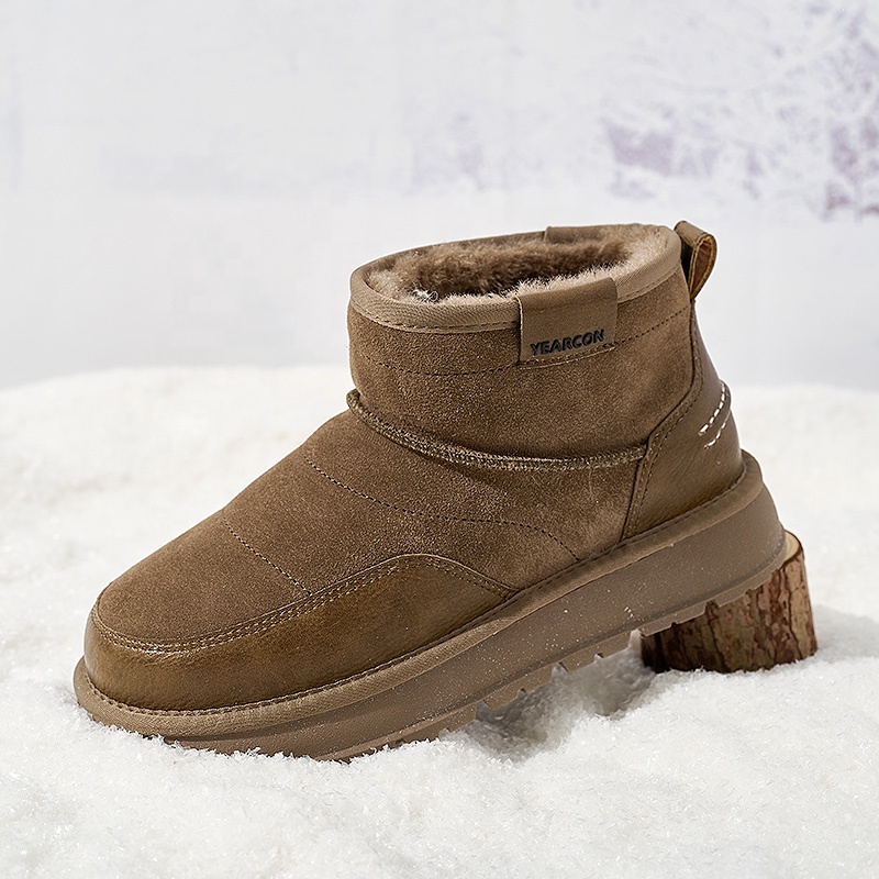 Wholesale Men's Shearling Snow Boots Size 39-45 Waterproof Winter Boots with Memory Foam Insoles Trendy Comfort Ankle Boots