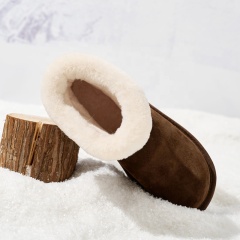 Wholesale Genuine Leather Women's Slip-On Snow Ankle Boots - Warm Faux Fur Collar & Comfortable Winter Boots for Women