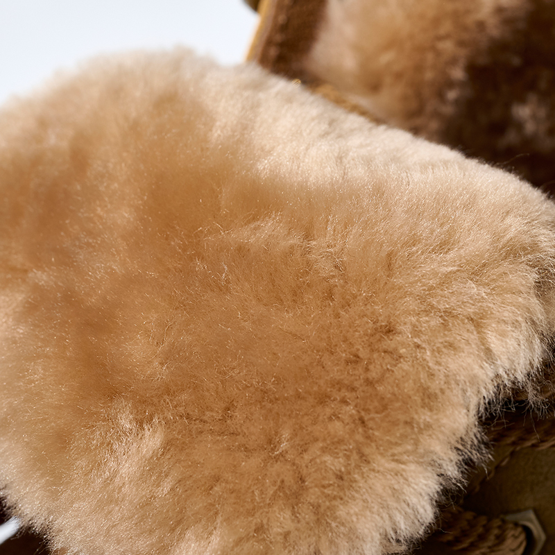 Platform Boots for Women Nubuck Leather Snow Boots Lace up with Fur Interior Non-slip Outdoor Winter Boots Classic Mini Boots