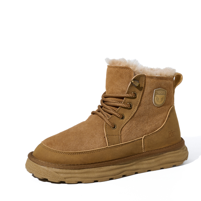 Platform Boots for Women Nubuck Leather Snow Boots Lace up with Fur Interior Non-slip Outdoor Winter Boots Classic Mini Boots