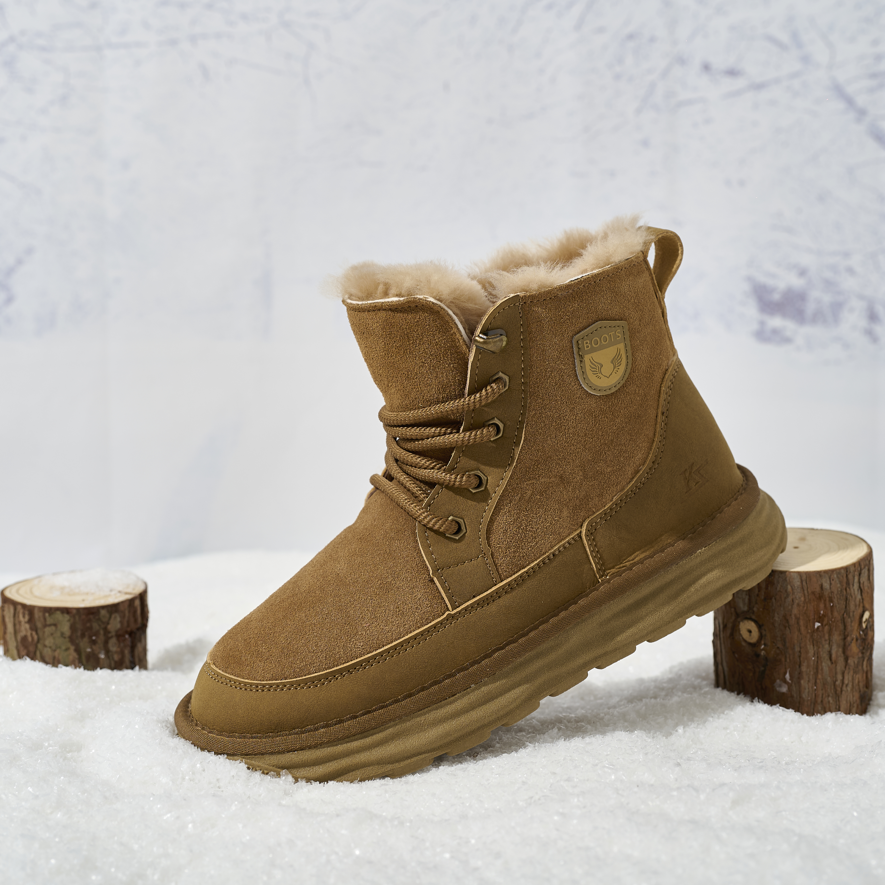 Platform Boots for Women Nubuck Leather Snow Boots Lace up with Fur Interior Non-slip Outdoor Winter Boots Classic Mini Boots
