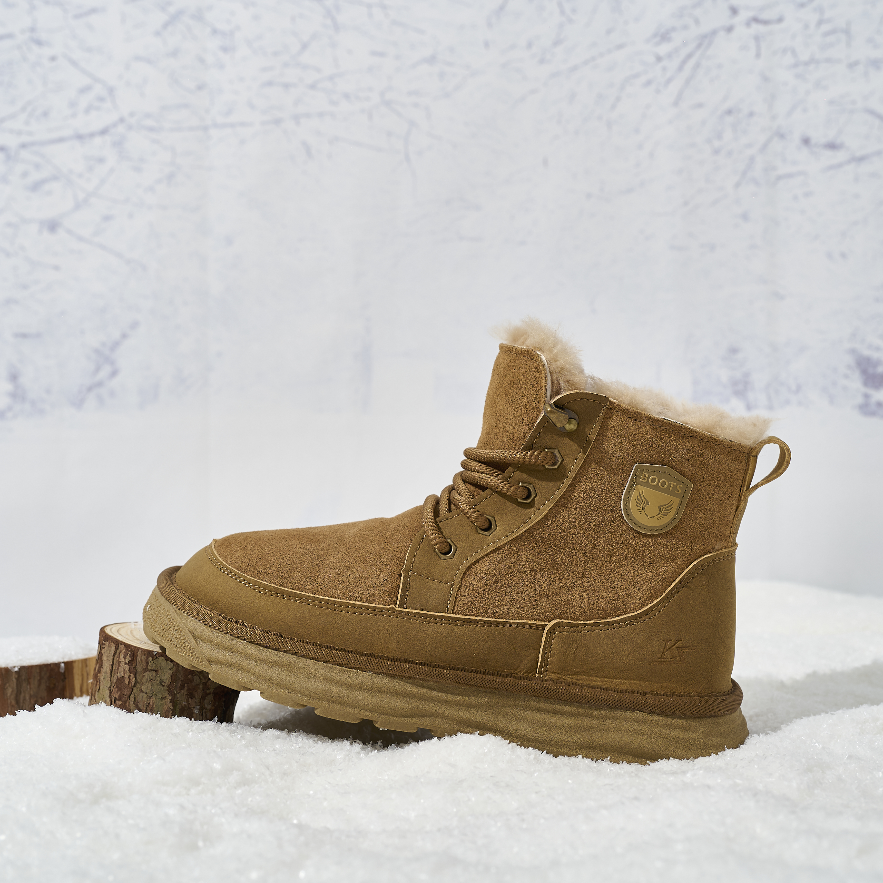 Platform Boots for Women Nubuck Leather Snow Boots Lace up with Fur Interior Non-slip Outdoor Winter Boots Classic Mini Boots