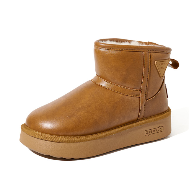 Wholesale Classic Women's Slip-On Winter Ankle Boots Warm Comfortable Leather Winter Boots Shoes for Women