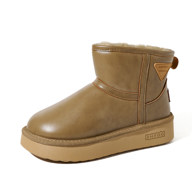Wholesale Classic Women's Slip-On Winter Ankle Boots Warm Comfortable Leather Winter Boots Shoes for Women