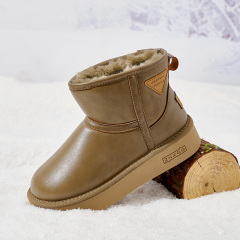 Wholesale Classic Women's Slip-On Winter Ankle Boots Warm Comfortable Leather Winter Boots Shoes for Women