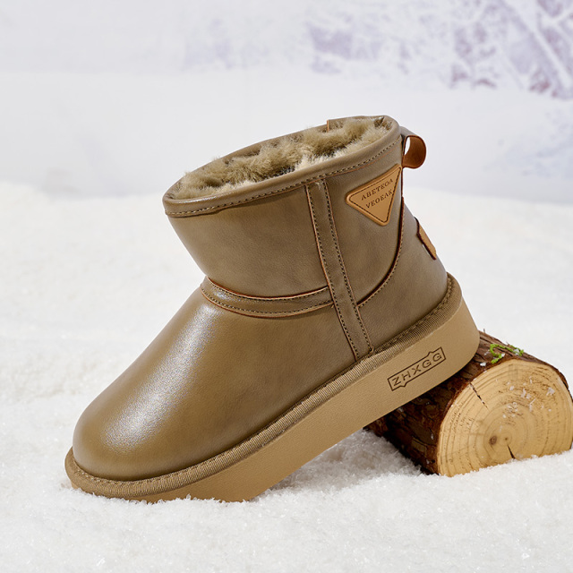 Wholesale Classic Women's Slip-On Winter Ankle Boots Warm Comfortable Leather Winter Boots Shoes for Women