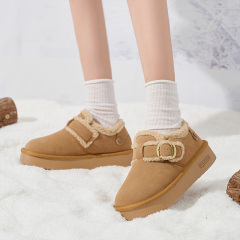 Women's Thick Bottom Fleece Lined Cotton Padded Boots Winter Warm Rubber Sole Round Toe Korean Style Flat Shoes Snow Boots
