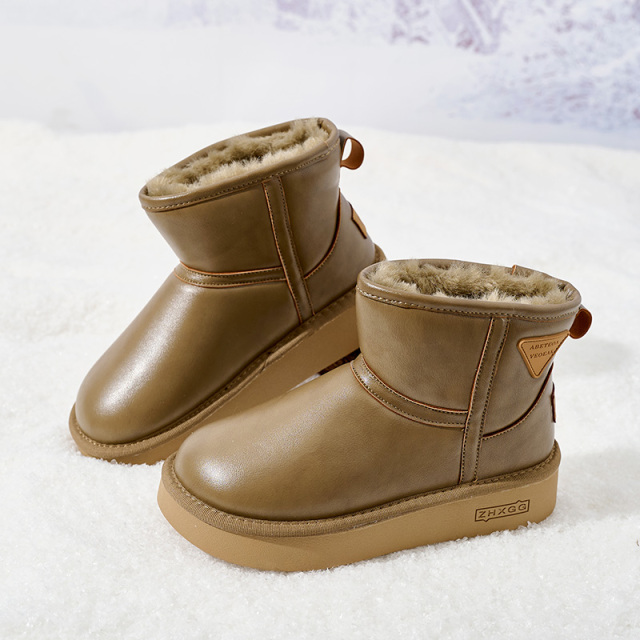 Wholesale Classic Women's Slip-On Winter Ankle Boots Warm Comfortable Leather Winter Boots Shoes for Women
