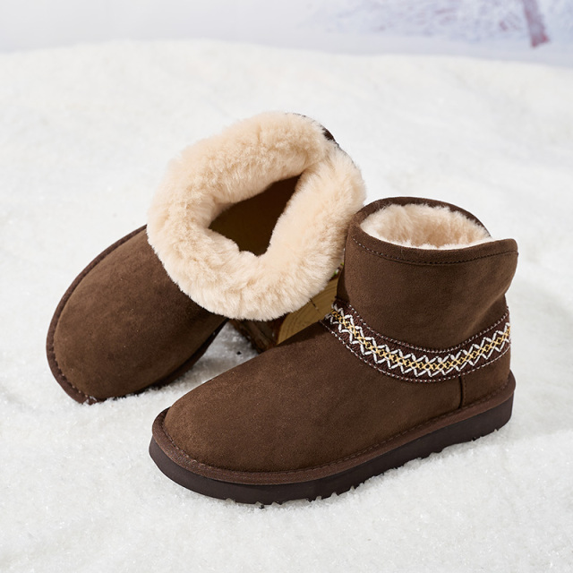 Custom Women's Casual Ethnic Style Fur Winter Boots Autumn Winter Thick EVA Sole Fluffy Warm for Winter Snow Boots