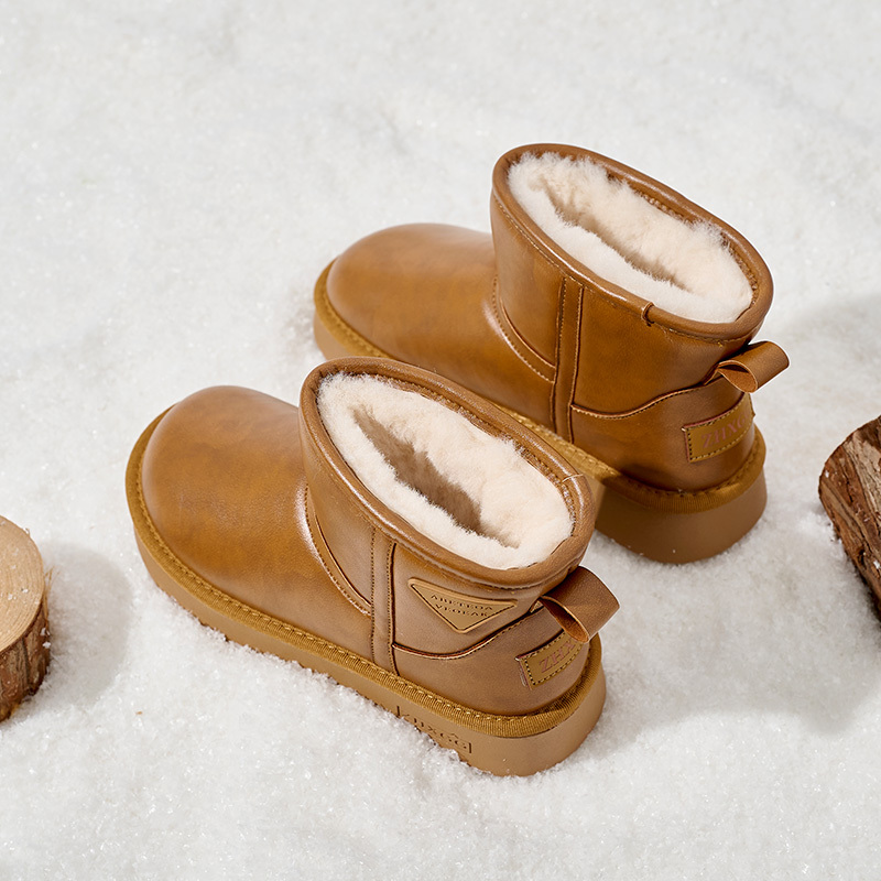 Wholesale Classic Women's Slip-On Winter Ankle Boots Warm Comfortable Leather Winter Boots Shoes for Women