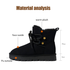 Winter Suede Lace-Up Anti Slip Snow Boots Fashionable Round Toe Thick Sole with Plush Comfortable Casual Women's Boots