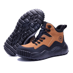 Men Stock Non-slip Steel Head Wear-resistant Work Shoes Steel Head Anti-smash Men's Safety Shoes
