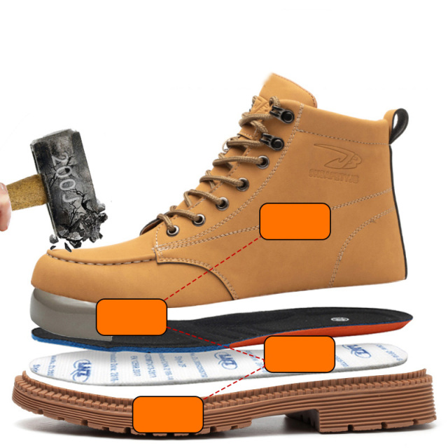 Wholesale Spot Non-slip Steel Head Work Shoes Steel Head Anti-fall and Stab-proof Men's Safety Shoes