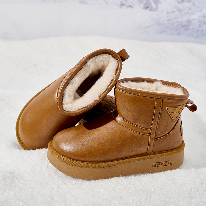 Wholesale Classic Women's Slip-On Winter Ankle Boots Warm Comfortable Leather Winter Boots Shoes for Women