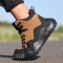 Men Stock Non-slip Steel Head Wear-resistant Work Shoes Steel Head Anti-smash Men's Safety Shoes