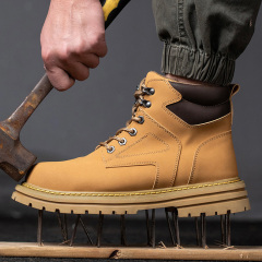 Wholesale Men's Non-slip Steel Head Work Shoes Steel Head Stab-proof Men's High Top Safety Shoes