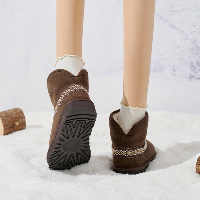 Custom Women's Casual Ethnic Style Fur Winter Boots Autumn Winter Thick EVA Sole Fluffy Warm for Winter Snow Boots