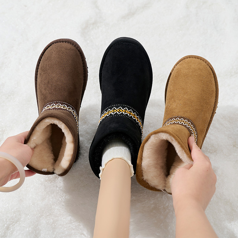 Custom Women's Casual Ethnic Style Fur Winter Boots Autumn Winter Thick EVA Sole Fluffy Warm for Winter Snow Boots