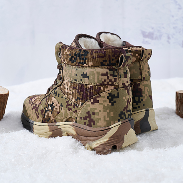BAIRUILUN Men's Cool Camouflage Classic Winter Shoes Factory Direct Thick-soled Outdoor Warm Plush Winter Snow Boots