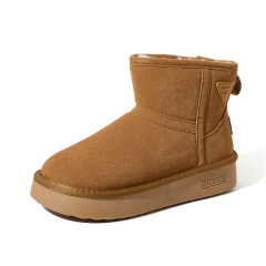 Wholesale Vegan Suede & Faux Fur Snow Boots for Women Platform Non-slip Rubber Sole Faux Wool Lining Women Boots
