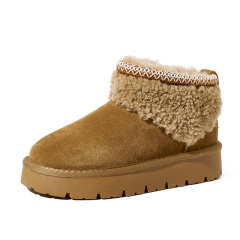 Womens Winter Boots Fur Snow Boots Fuzzy Warm Platform Short Booties Suede Fur Lining slip on Cuff Ankle Boots